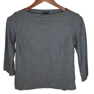 Theory Top Everyday Basic in Gray Structured Knit Size Small